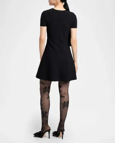 Valentino Garavani Lace Bib Short-Sleeve Mini Swing Dress | Thumbnail 3