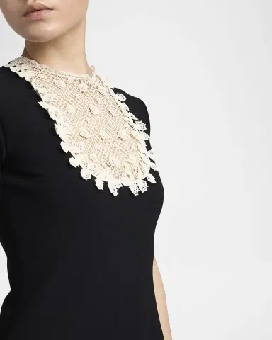 Valentino Garavani Lace Bib Short-Sleeve Mini Swing Dress | Thumbnail 5