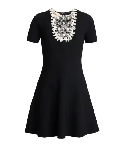 Valentino Garavani Lace Bib Short-Sleeve Mini Swing Dress | Thumbnail 1