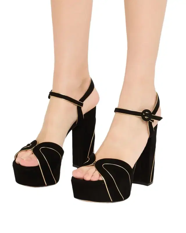 Suede Ankle-Strap Platform Sandals