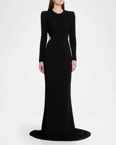 Stella McCartney Strong-Shoulder Backless Trumpet Gown | Thumbnail 3