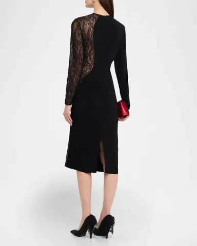 Stella McCartney Lace-Inset Long-Sleeve Sheath Dress | Thumbnail 2 Stella McCartney Lace-Inset Long-Sleeve Sheath Dress | Thumbnail 2