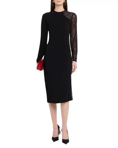 Stella McCartney Lace-Inset Long-Sleeve Sheath Dress | Thumbnail 1 Stella McCartney Lace-Inset Long-Sleeve Sheath Dress | Thumbnail 1