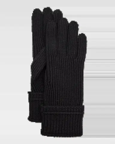 Burberry Men's Embroidered Logo Patch Wool-Blend Knit Gloves | Thumbnail 2