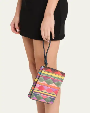 Christian Louboutin Bettina Small Wristlet Pouch Bag in Losange-Print Leather | Thumbnail 2
