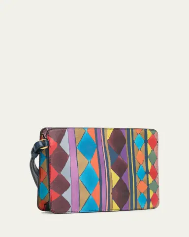 Christian Louboutin Bettina Small Wristlet Pouch Bag in Losange-Print Leather | Thumbnail 3
