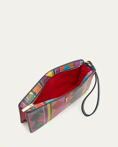 Christian Louboutin Bettina Small Wristlet Pouch Bag in Losange-Print Leather | Thumbnail 4