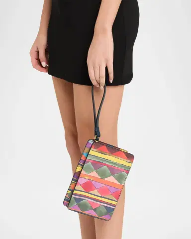 Christian Louboutin Bettina Small Wristlet Pouch Bag in Losange-Print Leather | Thumbnail 6