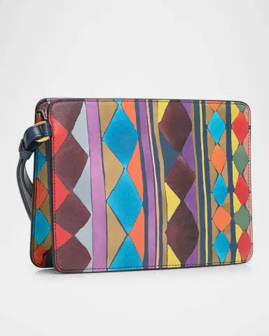 Christian Louboutin Bettina Small Wristlet Pouch Bag in Losange-Print Leather | Thumbnail 7