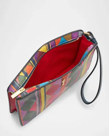 Christian Louboutin Bettina Small Wristlet Pouch Bag in Losange-Print Leather | Thumbnail 8
