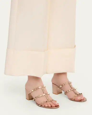 Valentino Garavani 60mm Rockstud Caged Block-Heel Slide Sandals | Thumbnail 2 Valentino Garavani 60mm Rockstud Caged Block-Heel Slide Sandals | Thumbnail 2