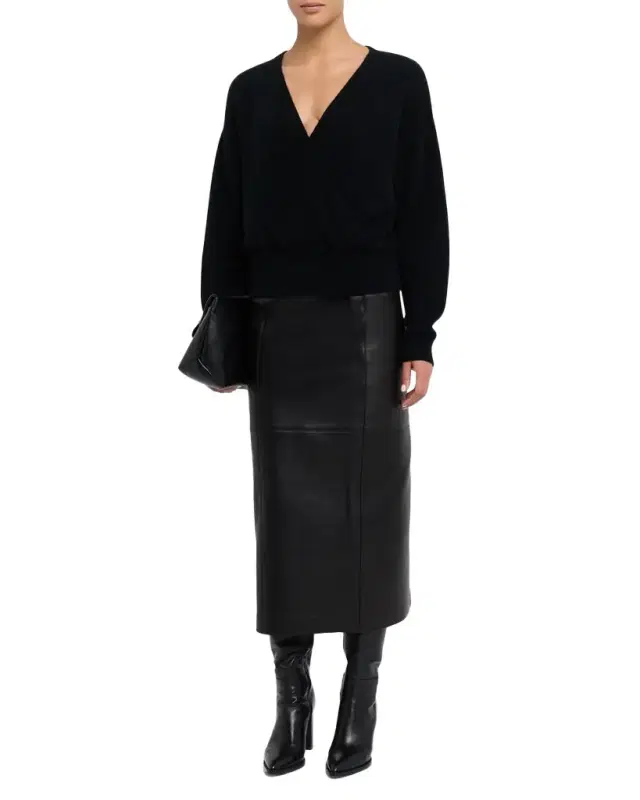 A.L.C. Marta Leather Midi Skirt