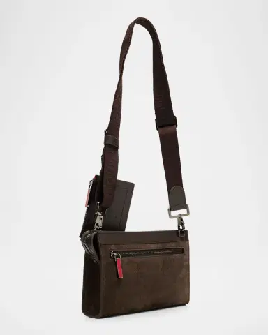 Christian Louboutin Men's Funky Grained Leather and Spikes Crossbody Bag with Pouch | Thumbnail 2 Christian Louboutin Men's Funky Grained Leather and Spikes Crossbody Bag with Pouch | Thumbnail 2