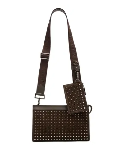 Christian Louboutin Men's Funky Grained Leather and Spikes Crossbody Bag with Pouch | Thumbnail 1 Christian Louboutin Men's Funky Grained Leather and Spikes Crossbody Bag with Pouch | Thumbnail 1