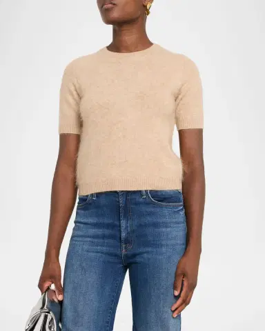 Autumn Cashmere Cropped Fuzzy Crewneck Sweater | Thumbnail 3 Autumn Cashmere Cropped Fuzzy Crewneck Sweater | Thumbnail 3