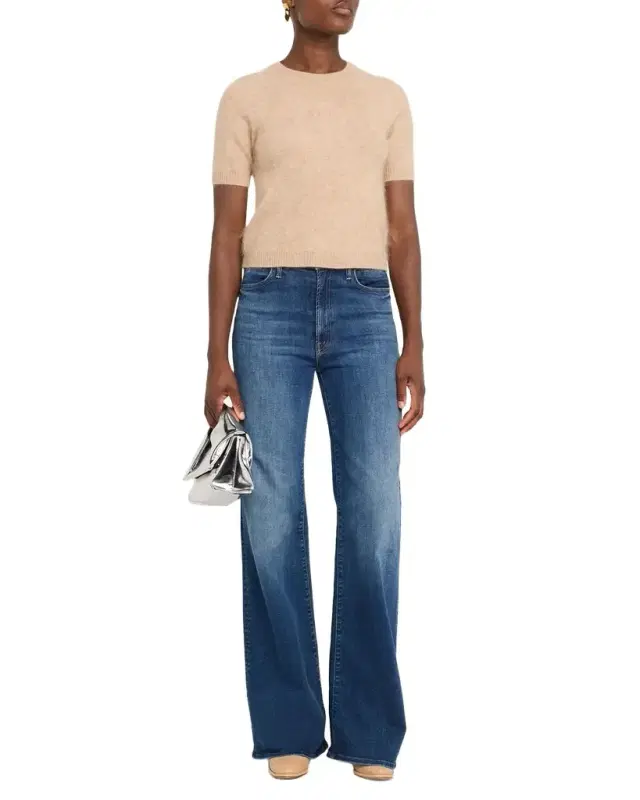 Cropped Fuzzy Crewneck Sweater