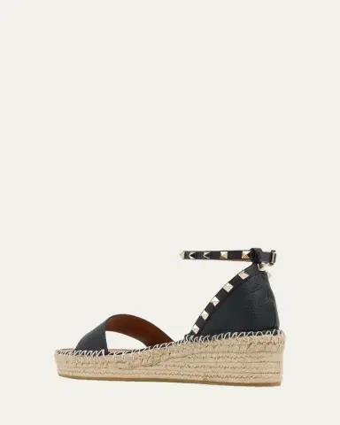 Valentino Garavani Rockstud Leather Flatform Espadrille Sandals | Thumbnail 4 Valentino Garavani Rockstud Leather Flatform Espadrille Sandals | Thumbnail 4
