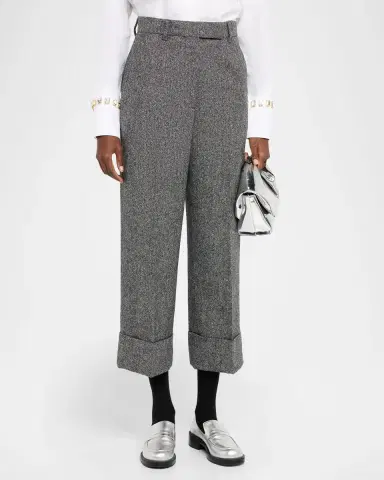 Thom Browne Wide-Leg Cuffed Crop Trousers | Thumbnail 3 Thom Browne Wide-Leg Cuffed Crop Trousers | Thumbnail 3