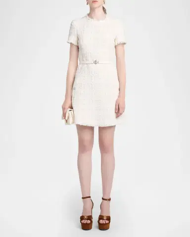 Versace Belted Tweed A-Line Mini Dress | Thumbnail 2 Versace Belted Tweed A-Line Mini Dress | Thumbnail 2