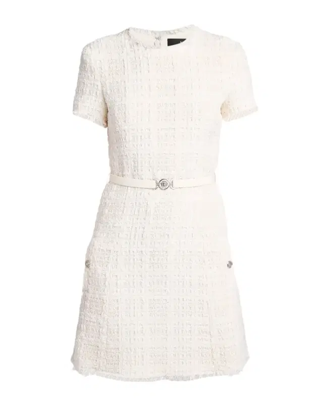 Belted Tweed A-Line Mini Dress