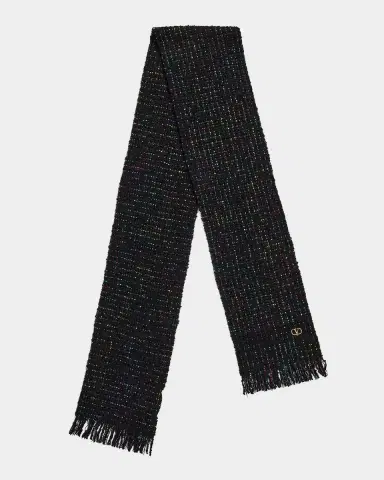 Valentino Garavani VLogo Signature Cashmere and Wool Jacquard Scarf | Thumbnail 4 Valentino Garavani VLogo Signature Cashmere and Wool Jacquard Scarf | Thumbnail 4