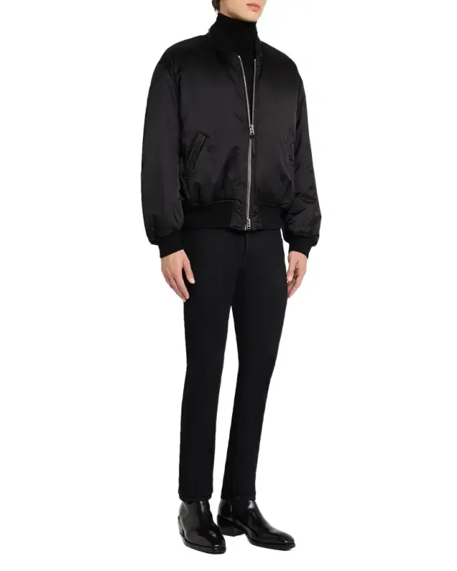 Men 's Silk Satin Bomber Jacket