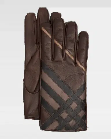 Burberry Men's Intarsia Check Leather Gloves | Thumbnail 2 Burberry Men's Intarsia Check Leather Gloves | Thumbnail 2