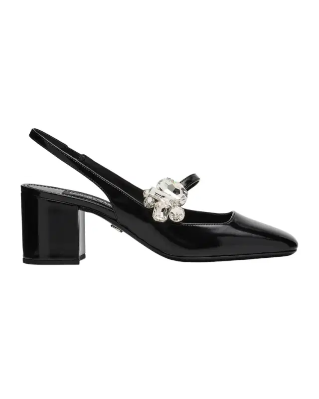 60mm Embellished Polished Leather Slingback Pumps