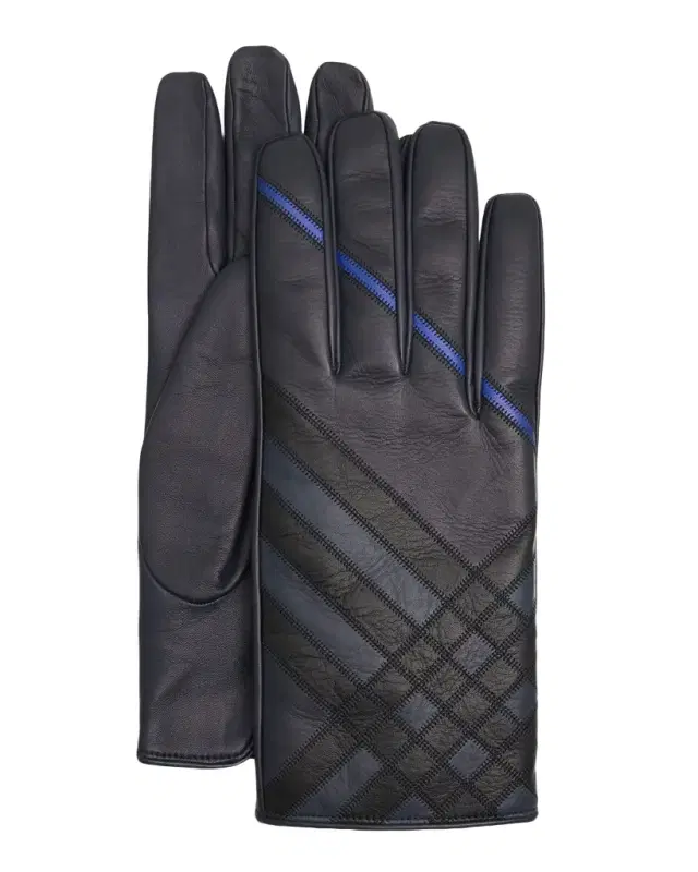 Burberry Men 's Intarsia Check Leather Gloves