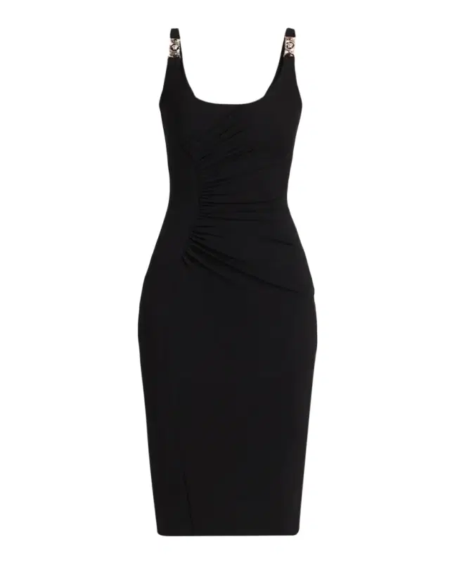 Viscose-Jersey Ruched Midi Dress