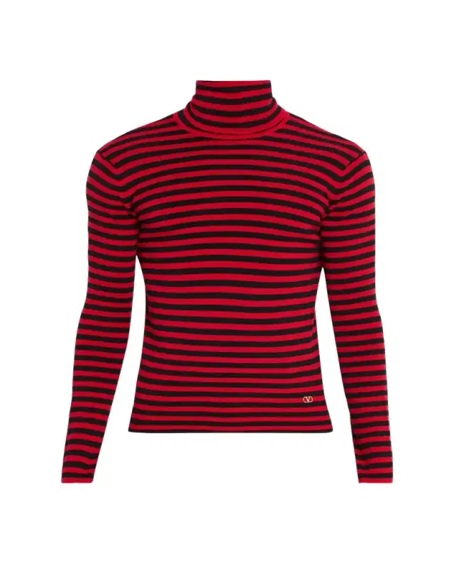 Men's Long-Sleeve Stripe Turtleneck T-Shirt