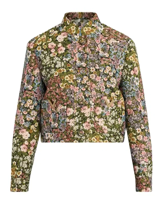 VLogo Floral Jacquard Single-Breasted Jacket