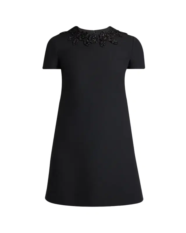 Valentino Garavani Rose Embroidered Short-Sleeve Mini Dress