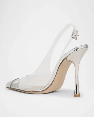 Gianvito Rossi Plexi Metal Cap-Toe Slingback Pumps | Thumbnail 3