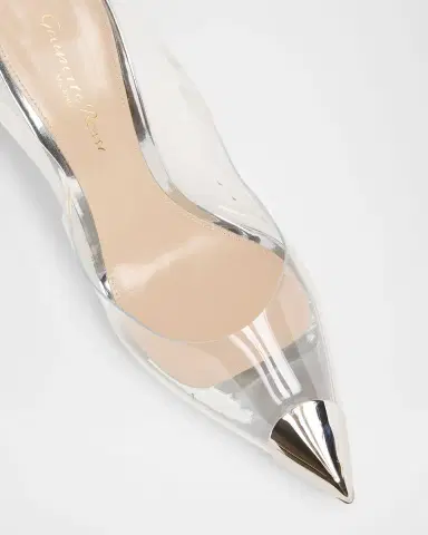 Gianvito Rossi Plexi Metal Cap-Toe Slingback Pumps | Thumbnail 4