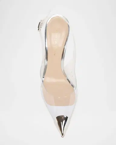 Gianvito Rossi Plexi Metal Cap-Toe Slingback Pumps | Thumbnail 5