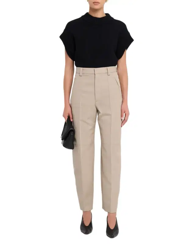Bottega Veneta High-Rise Tapered-Leg Zip-Hem Trousers