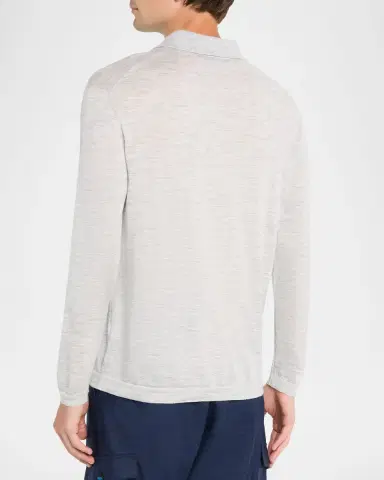 KNT Men's Wool and Silk Long-Sleeve Polo Shirt | Thumbnail 2