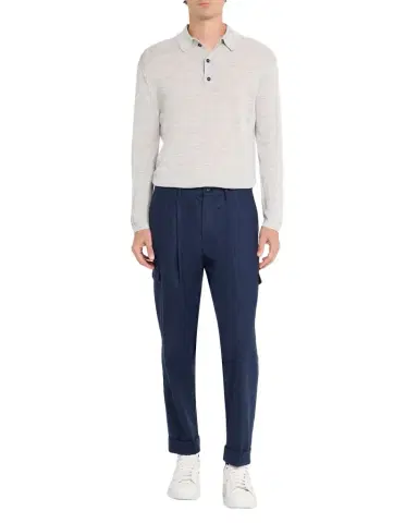 KNT Men's Wool and Silk Long-Sleeve Polo Shirt | Thumbnail 1