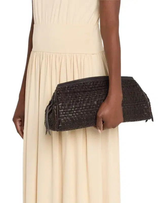 Maude Soft Woven Leather Clutch Bag