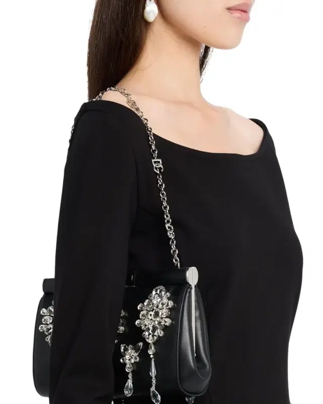 Marlene Crystal-Embellished Leather Shoulder Bag