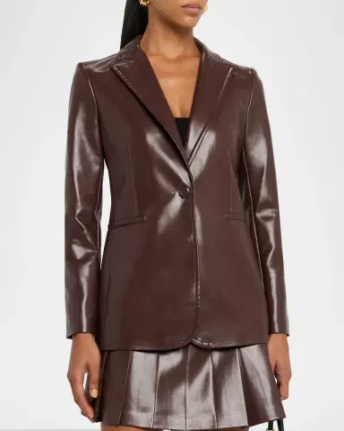 Alice + Olivia Breann Vegan Leather Longline Blazer | Thumbnail 3 Alice + Olivia Breann Vegan Leather Longline Blazer | Thumbnail 3