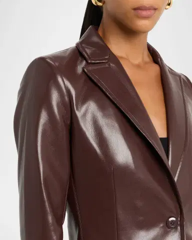 Alice + Olivia Breann Vegan Leather Longline Blazer | Thumbnail 4 Alice + Olivia Breann Vegan Leather Longline Blazer | Thumbnail 4