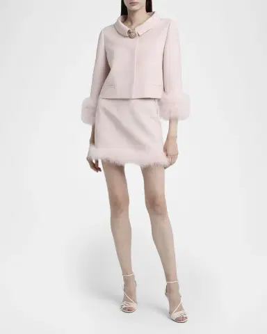 Valentino Garavani Feather-Trim Crepe Couture Mini Skirt | Thumbnail 2 Valentino Garavani Feather-Trim Crepe Couture Mini Skirt | Thumbnail 2