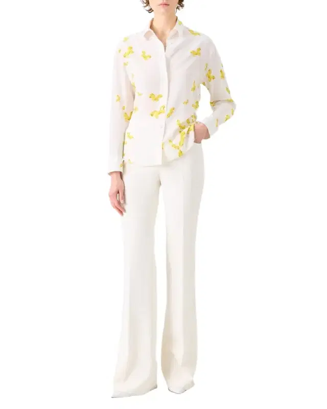 Butterfly-Print Silk Crepe De Chine Button-Down Shirt