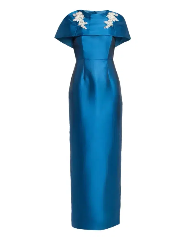 Eve Cape Silk Twill Column Gown