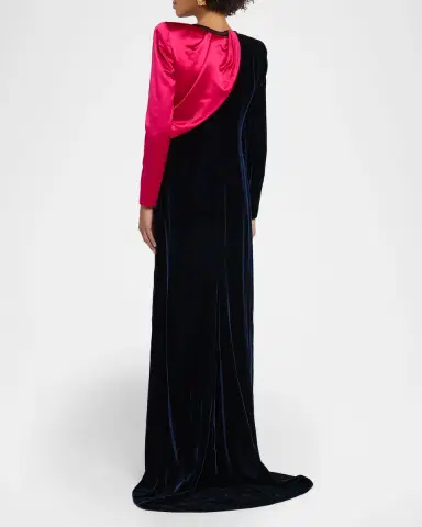 Valentino Garavani Velvet And Satin Strong-Shoulder Gown | Thumbnail 2