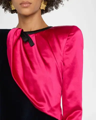 Valentino Garavani Velvet And Satin Strong-Shoulder Gown | Thumbnail 4