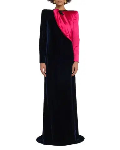 Valentino Garavani Velvet And Satin Strong-Shoulder Gown | Thumbnail 1