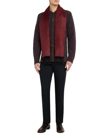 PIACENZA 1733 Men's Mirror Silk and Cashmere Double-Face Scarf | Thumbnail 1 PIACENZA 1733 Men's Mirror Silk and Cashmere Double-Face Scarf | Thumbnail 1